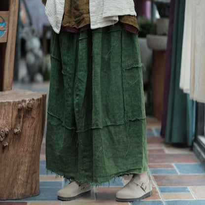 Vintage Linen Breeze Maxi Skirt