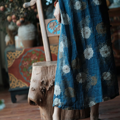 Blue Reverie Floral Cotton Midi Dress
