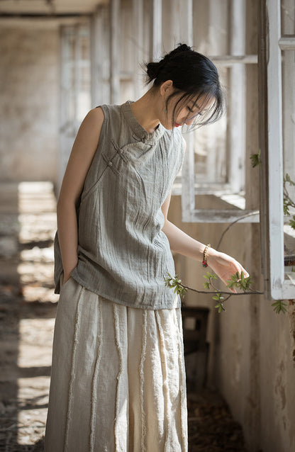 Vintage Cross Linen Blouse