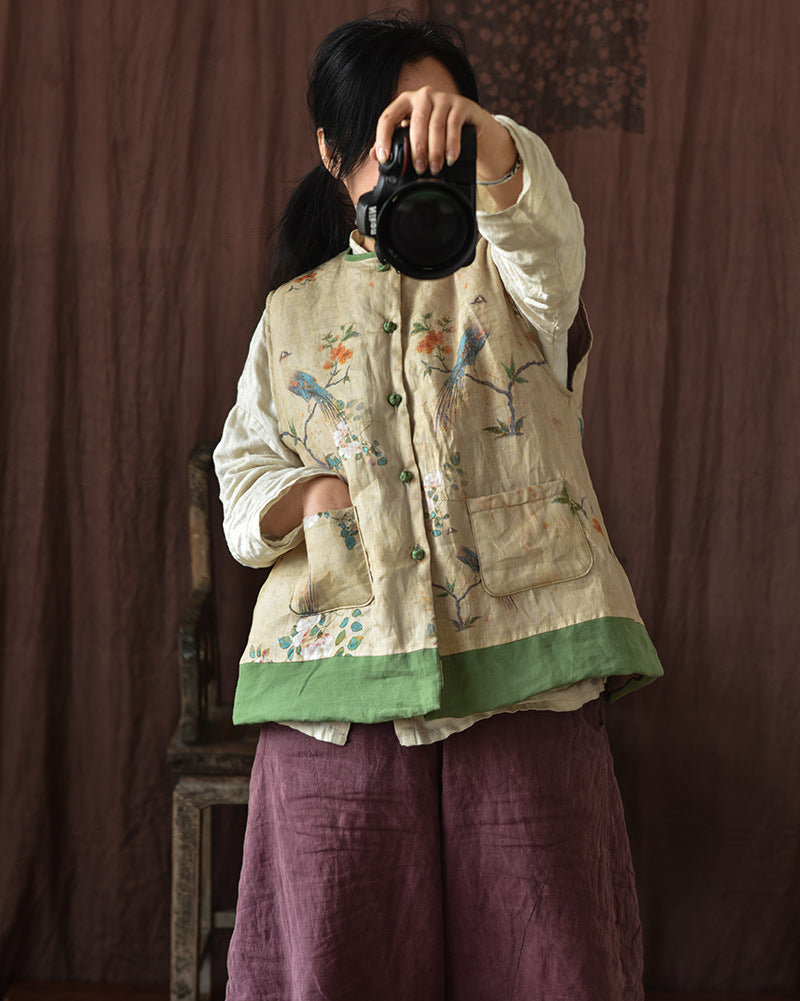 Vintage Blossom Patchwork Linen Vest