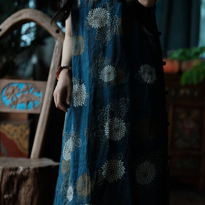 Blue Reverie Floral Cotton Midi Dress