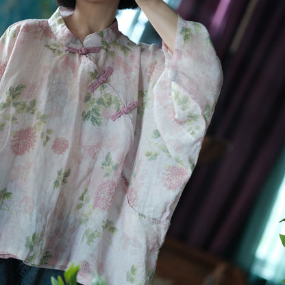 Vintage Floral Wind Cross Blouse