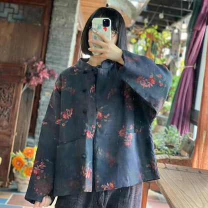 Vintage Bloom Linen Jacket