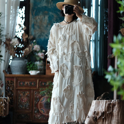 Ecru Patchwork Tunic Dress