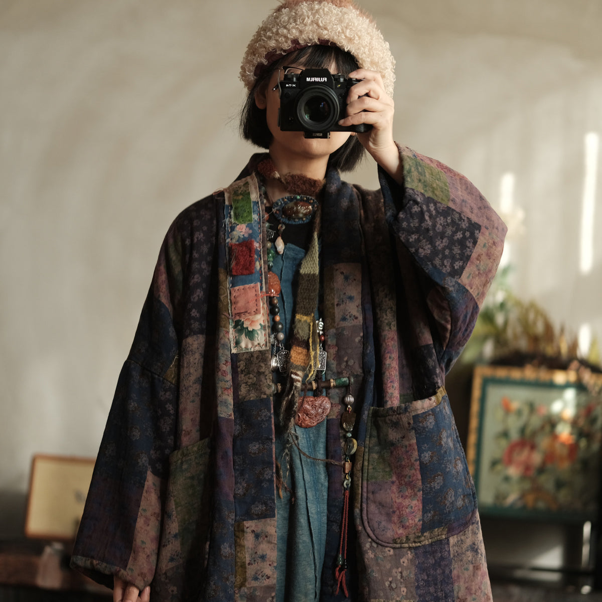 Meadow Patchwork Linen Long Coat