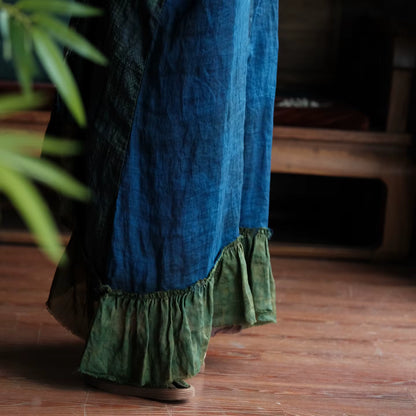 Indigo Garden Patchwork Ramie Dress