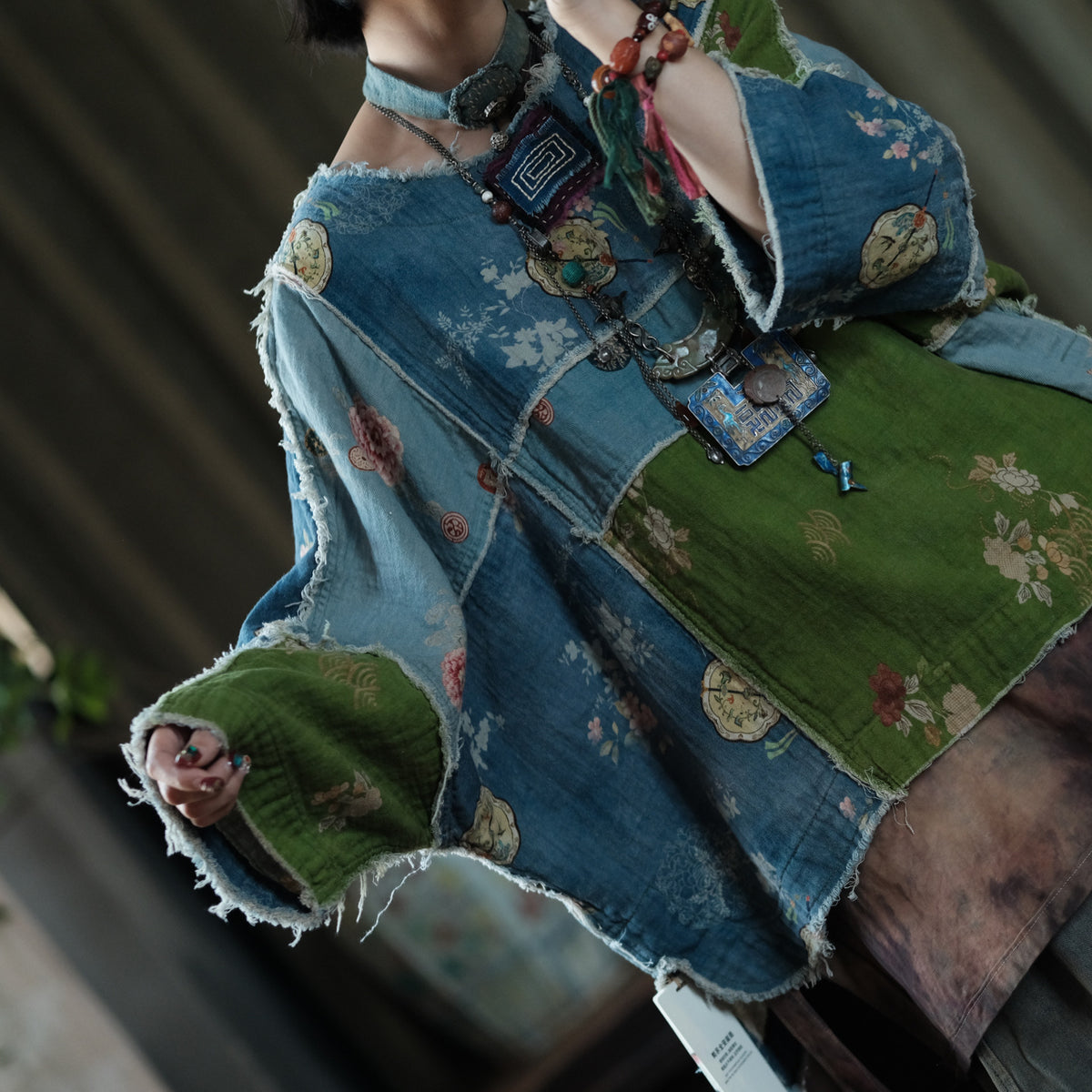 Moss Tide Patchwork Cotton Top