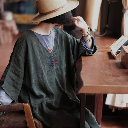 Vintage Aura Linen Tunic Dress