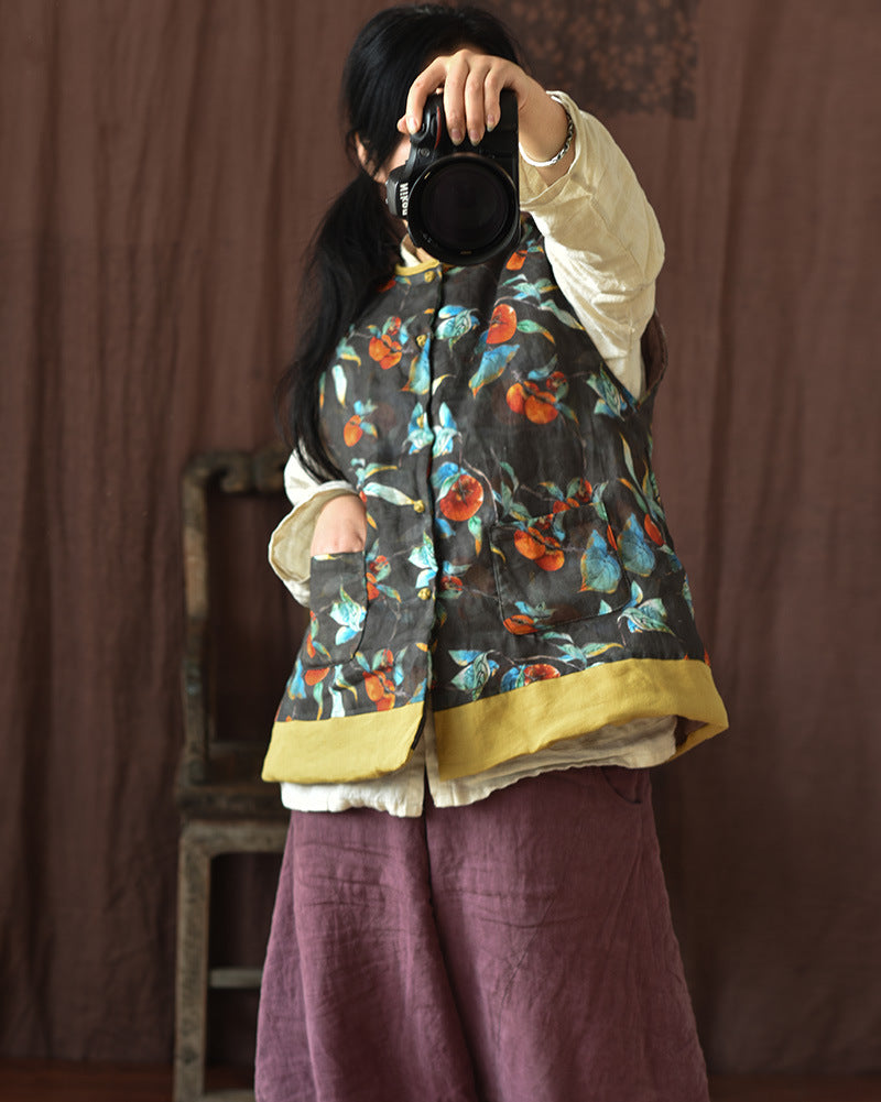 Vintage Blossom Patchwork Linen Vest