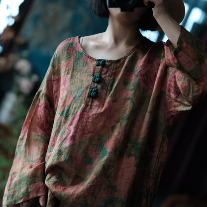 Women's Vintage Ramie Blouse | Oversized Lightweight Natural Shirt