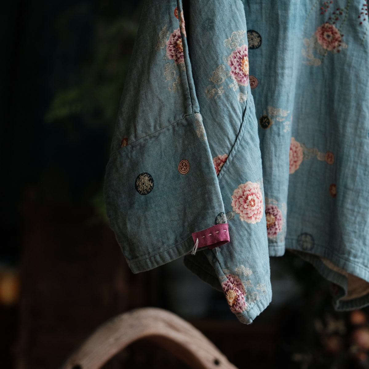 Blue Peony Cotton Blouse