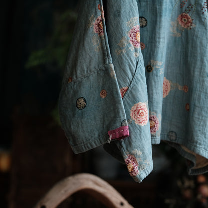 Blue Peony Cotton Blouse