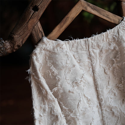 Ecru Patchwork Linen Blouse