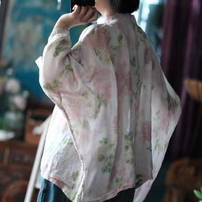 Vintage Floral Wind Cross Blouse