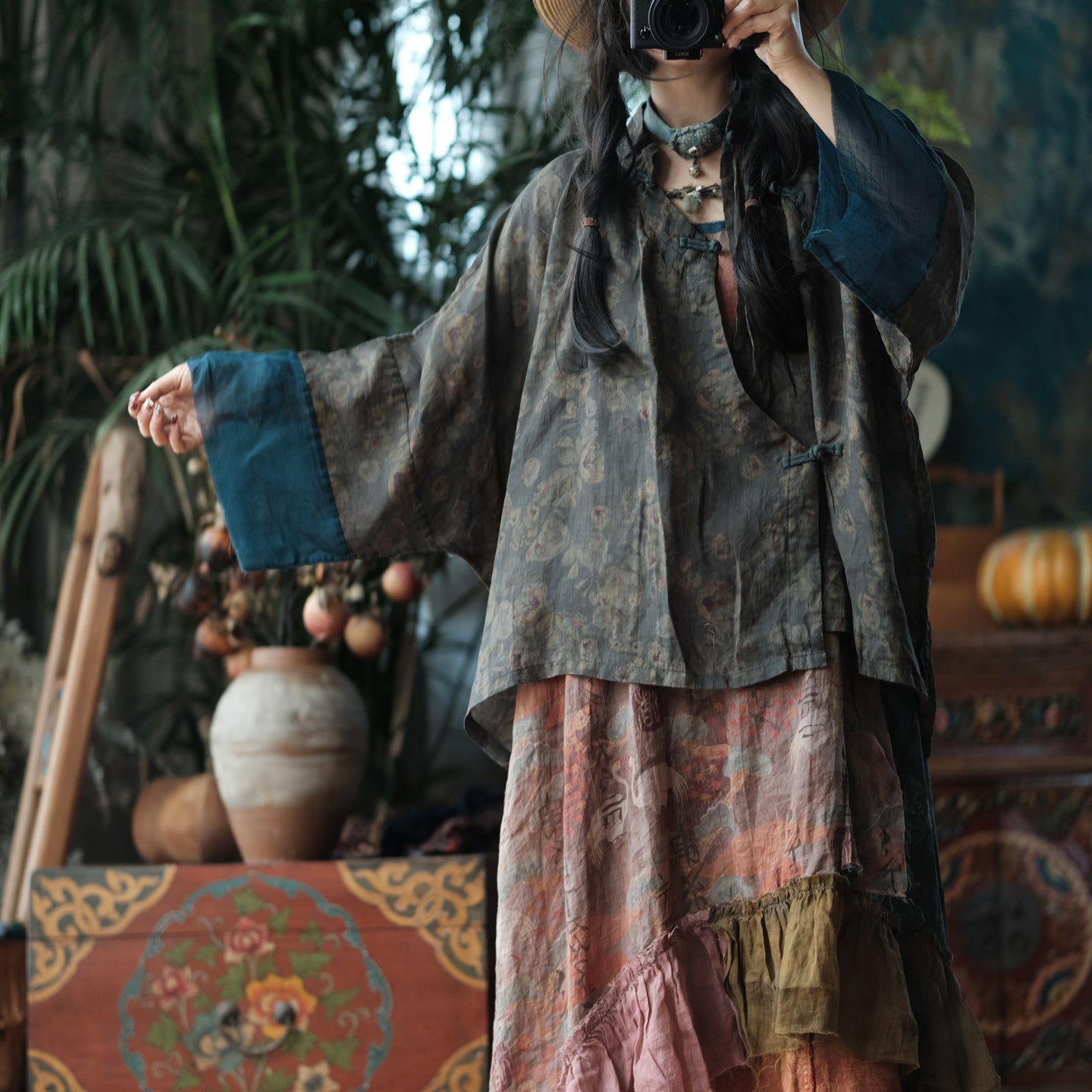Vintage Forest Ramie Blouse