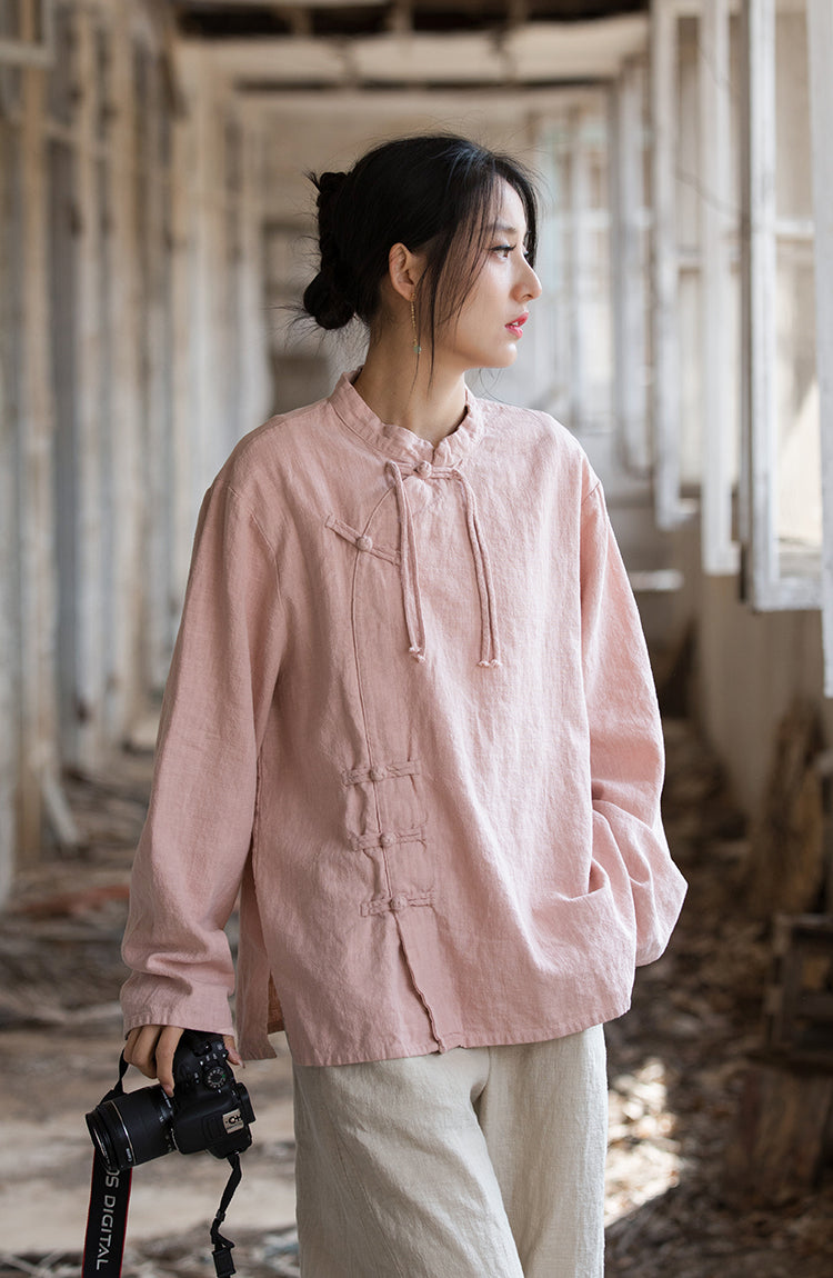 Lotus Cross Linen Blouse