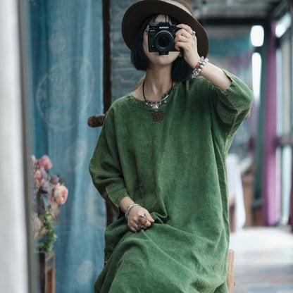 Moss Haven Snow-Washed Linen Dress