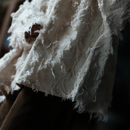 Ecru Patchwork Linen Blouse
