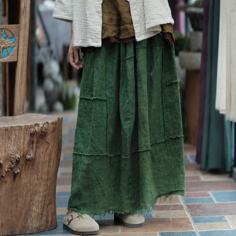 Vintage Linen Breeze Maxi Skirt