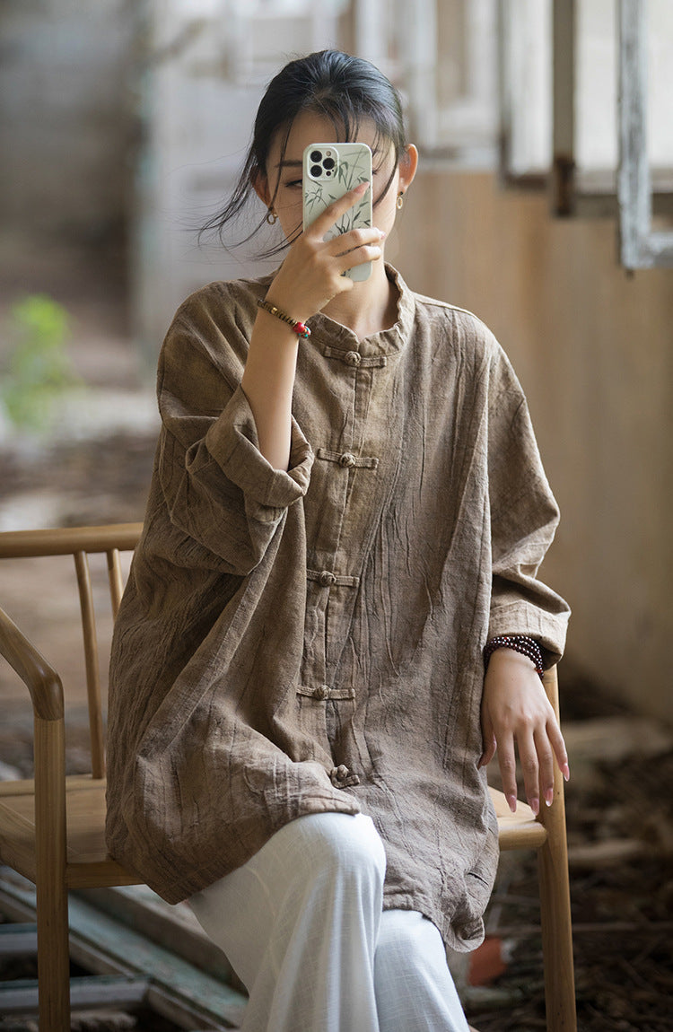 Vintage Harmony Linen Long Shirt