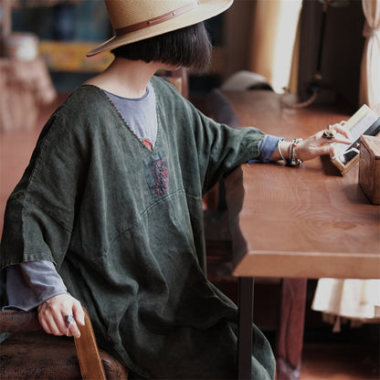 Vintage Aura Linen Tunic Dress