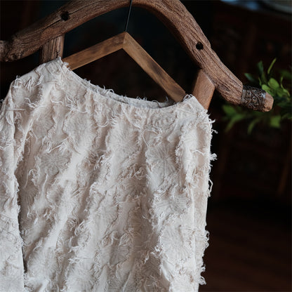 Ecru Patchwork Linen Blouse