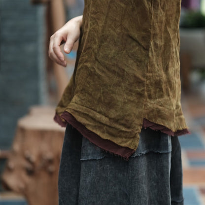 Vintage Bloom Strappy Linen Blouse