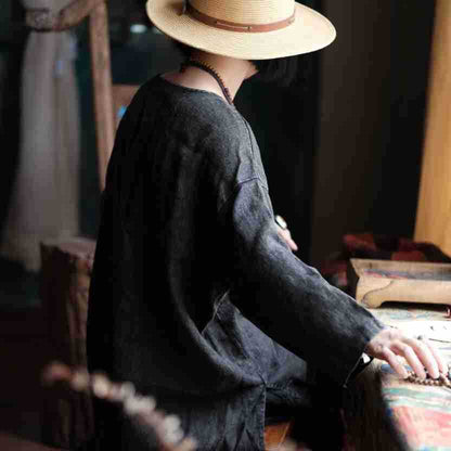 Oversized Linen Vintage Breeze Shirt - Lightweight Women's Top
