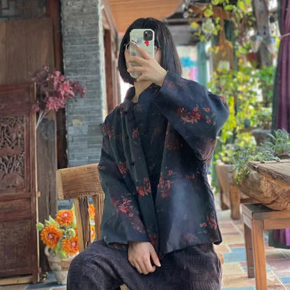 Vintage Bloom Linen Jacket