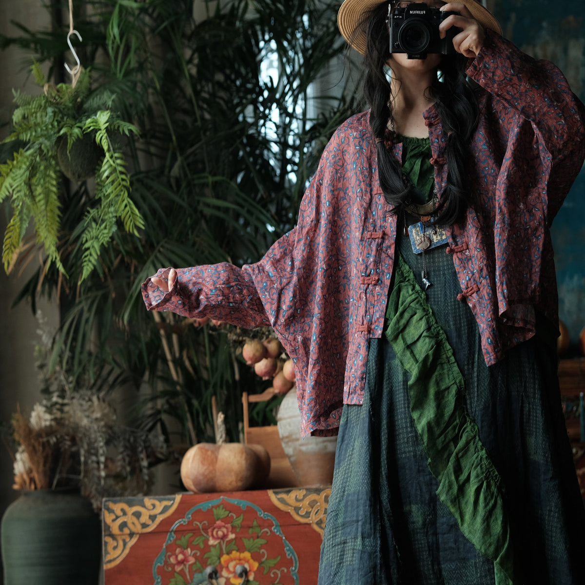 Mei Garden Floral Ramie Blouse
