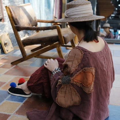 Vintage Patchwork Linen Dress