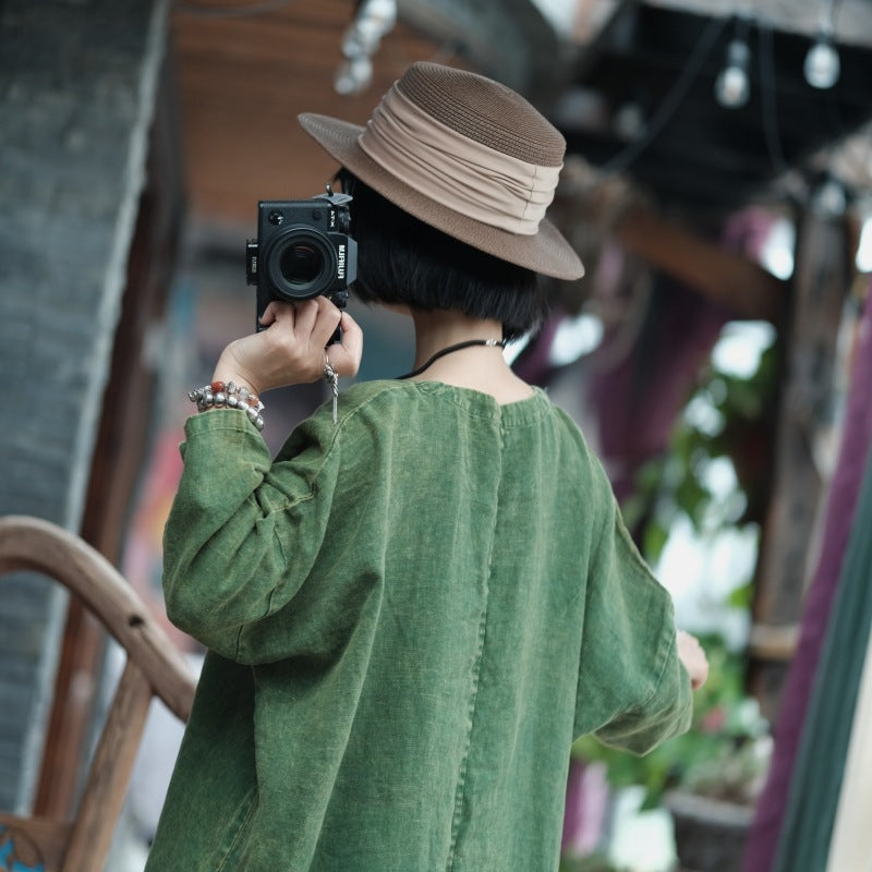 Moss Haven Snow-Washed Linen Dress