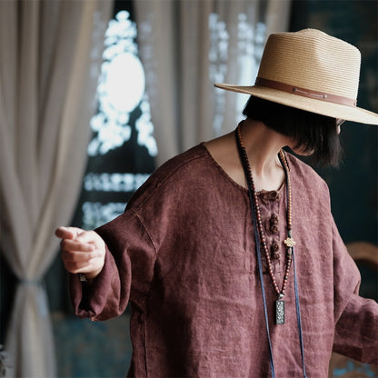 Oversized Linen Vintage Breeze Shirt - Lightweight Women's Top