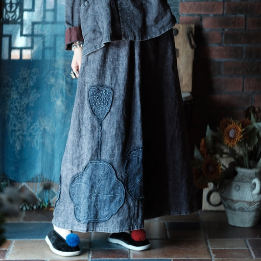 Vintage Lotus Patchwork Skirt