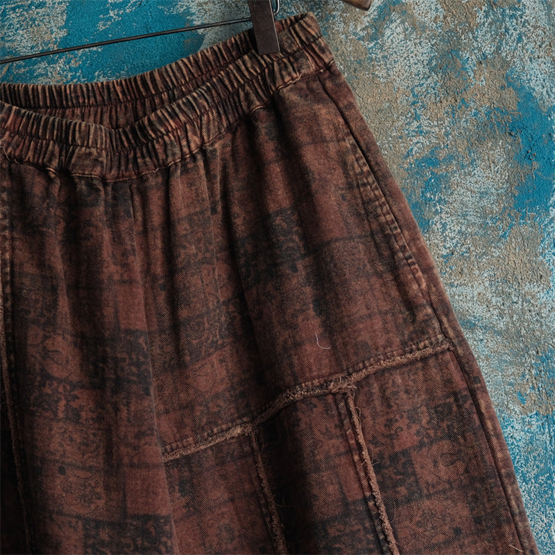 Pantalon en lin à fleurs vintage