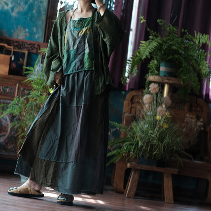 Mosaic Meadow Patchwork Cotton-Linen Skirt