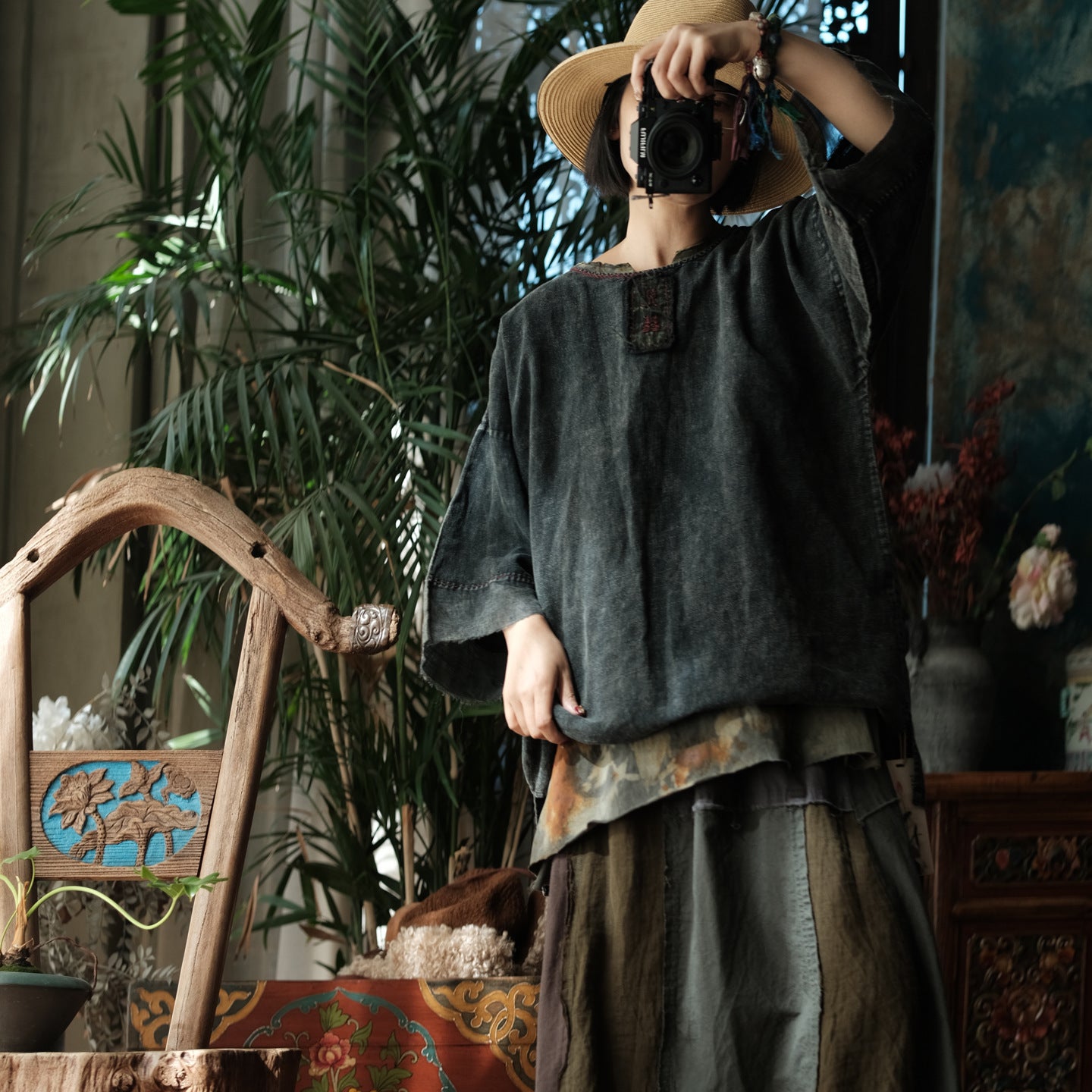 Midnight Linen Blouse
