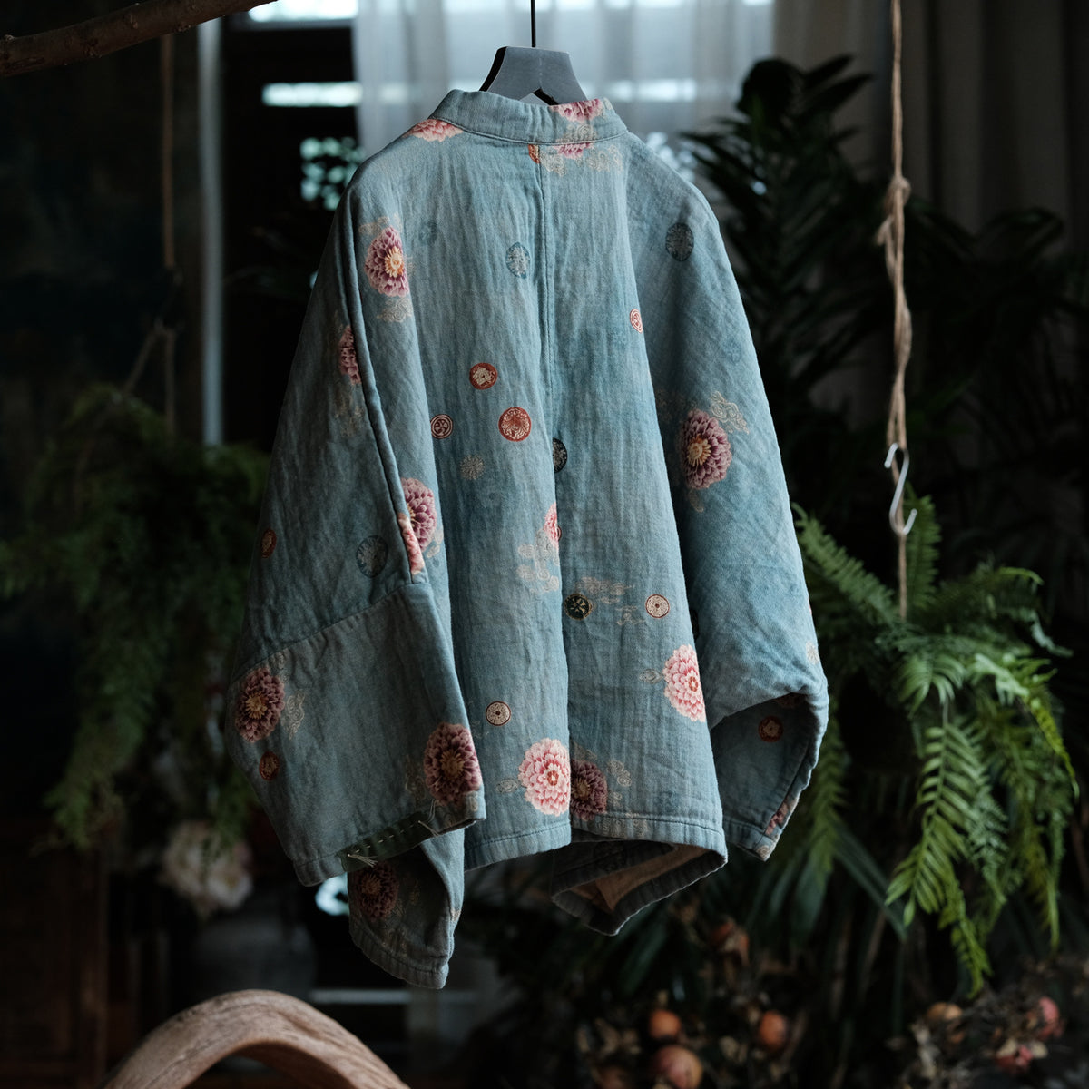 Blue Peony Cotton Blouse