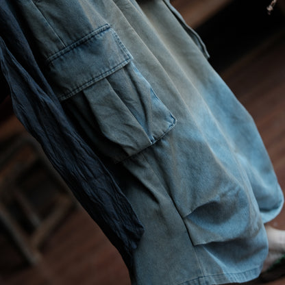 Washed Tide Patchwork Denim Pants