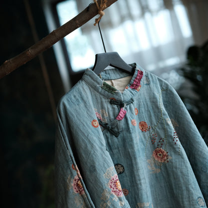 Blue Peony Cotton Blouse
