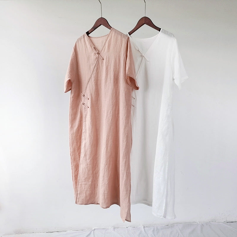 Túnica vintage de ramio con cuello en V