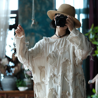 Ecru Patchwork Tunic Dress