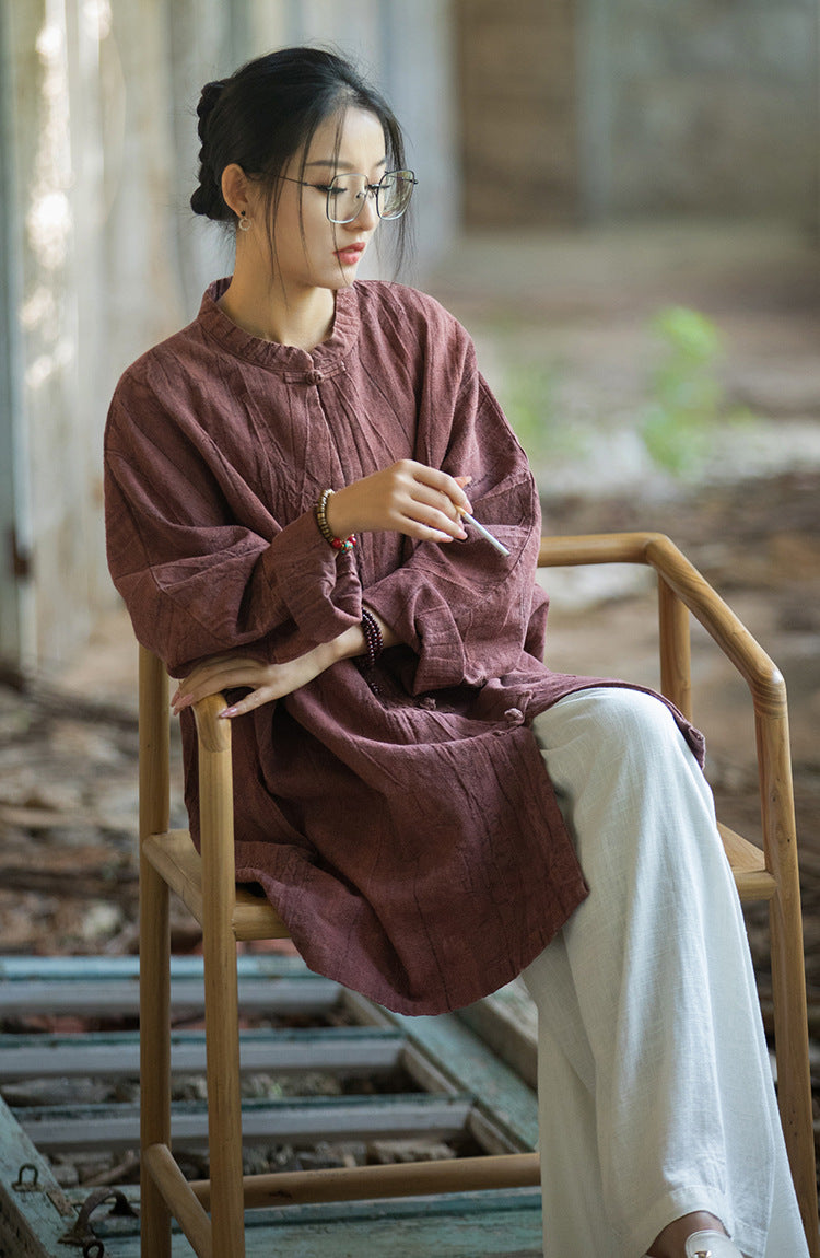 Vintage Harmony Linen Long Shirt