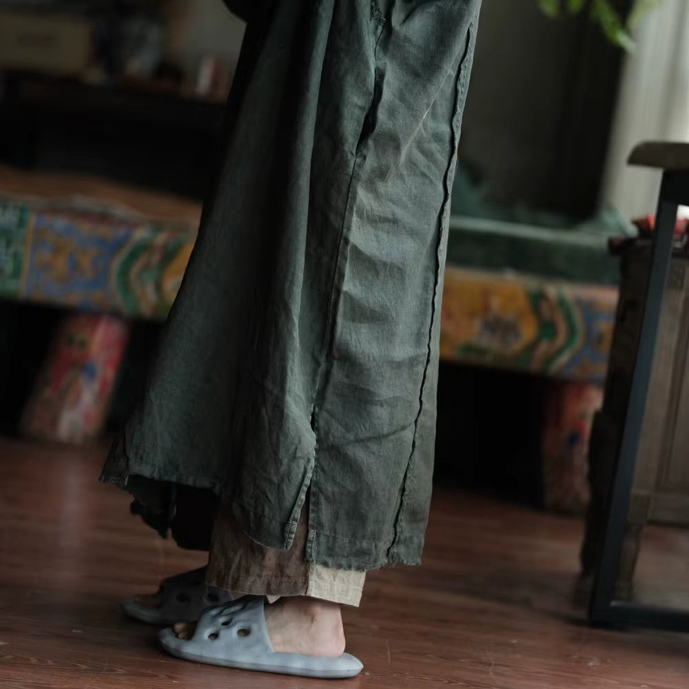 Shadow Moss Oversized Linen Dress