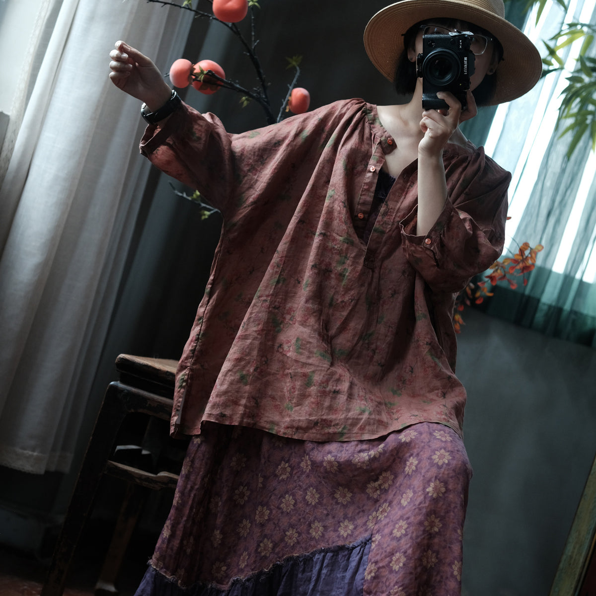 Faded Orchard Ramie Blouse