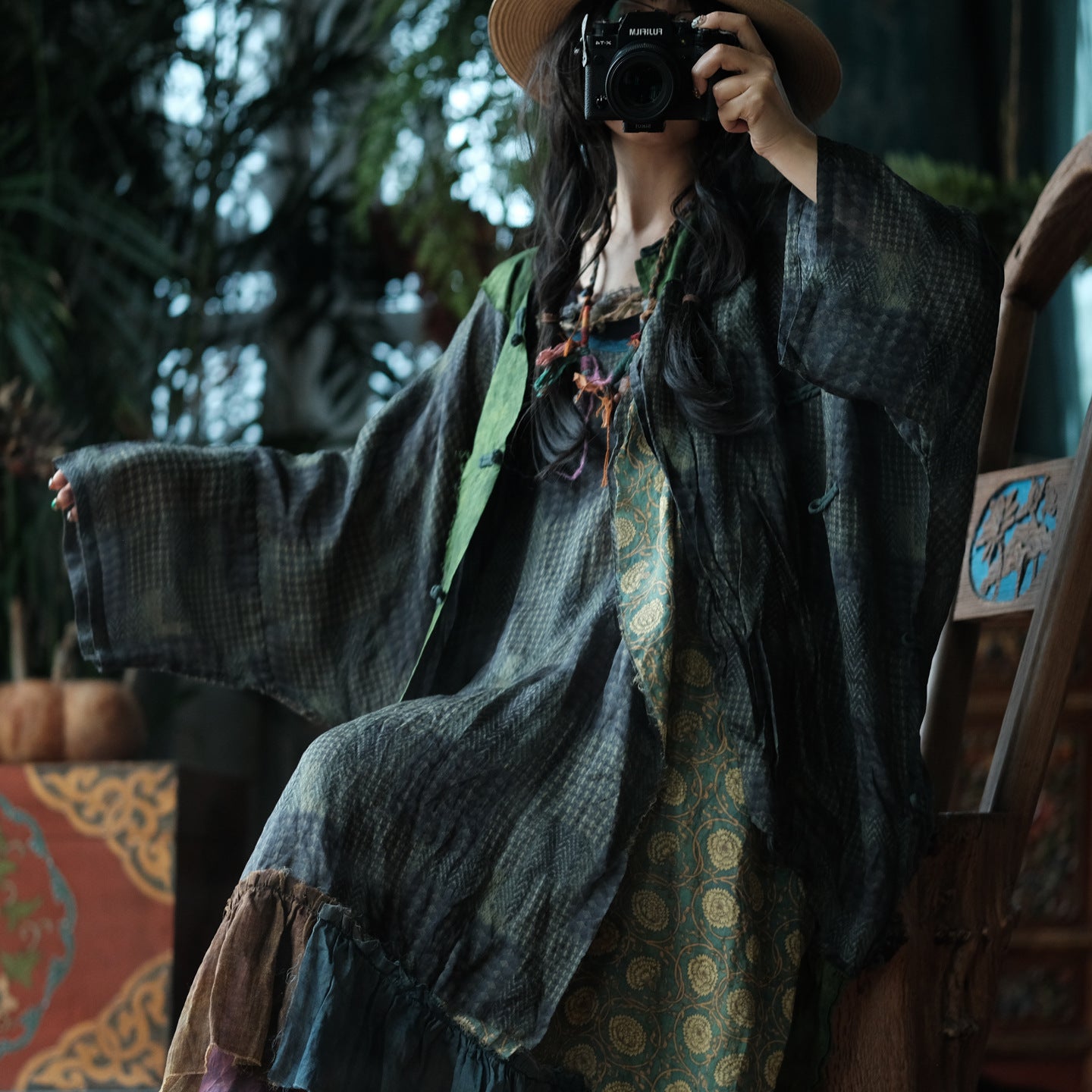 Forest Patchwork Ramie Dress