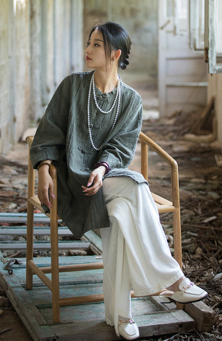 Vintage Harmony Linen Long Shirt