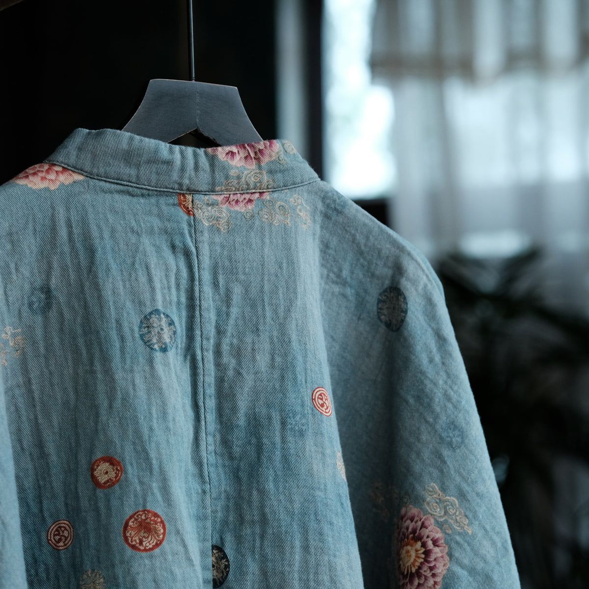 Blue Peony Cotton Blouse