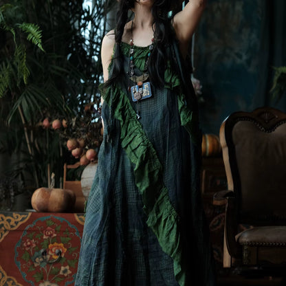 Moss Ruffle Ramie Maxi Dress