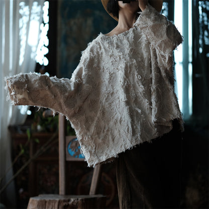 Ecru Patchwork Linen Blouse